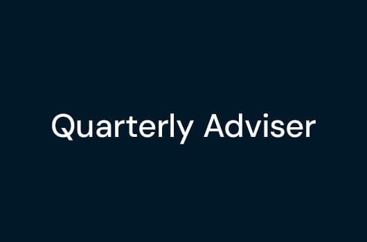 Text reading ‘Quarterly Adviser’ on a navy background.
